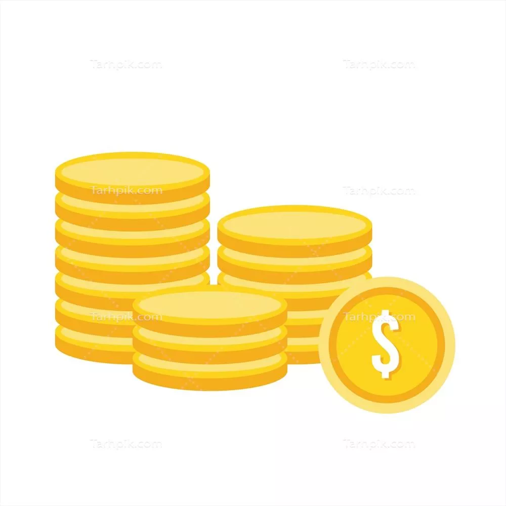 وکتور آیکون طراحی مسطح از سکه و دلار به عنوان نماد پول و مالیات