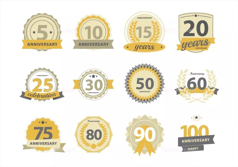 وکتور کلکسیون نشان‌های سالگرد: نمایش زیبای نمادها و افتخارات جاودانی