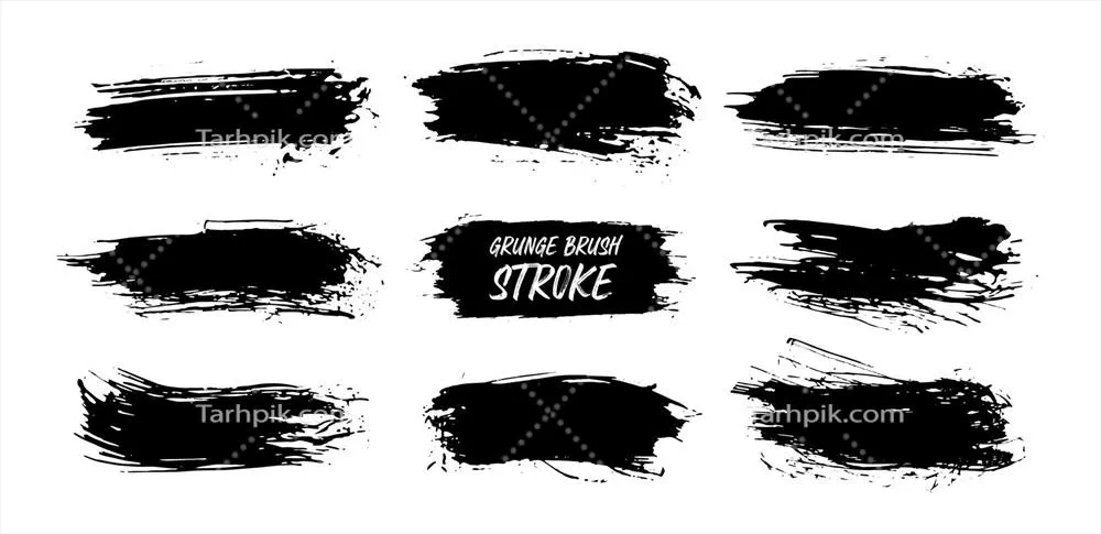 وکتور مجموعه طراحی عناصر گرافیکی با طرح سیاه و خاص با قلمو و گرنج