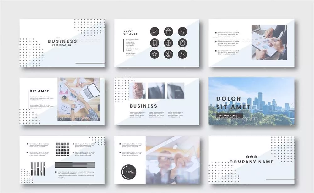 مجموعه کارت های تجاری برای ارائه به سبک وکتور شیک و مدرن