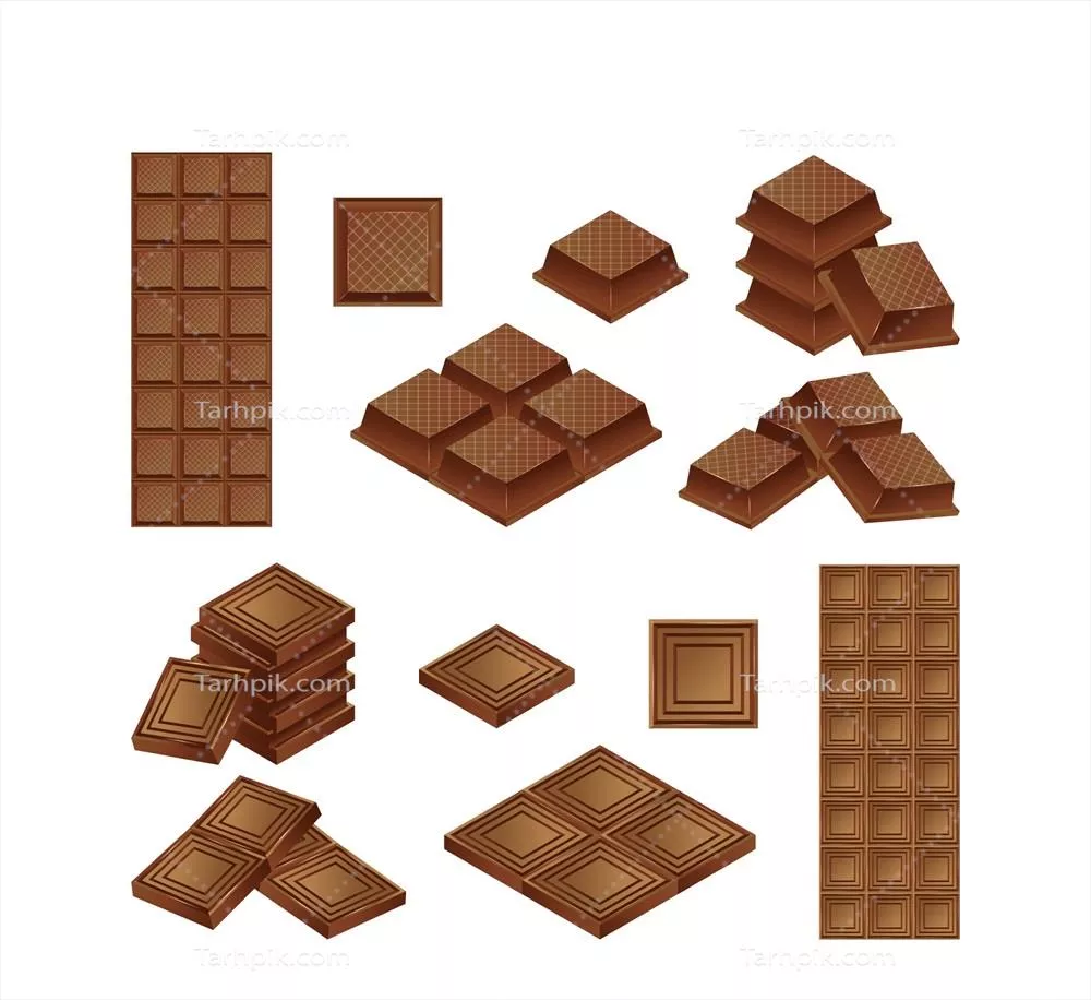 مجموعه شکلاتها با طراحی وکتور در سبک واقعگرایانه