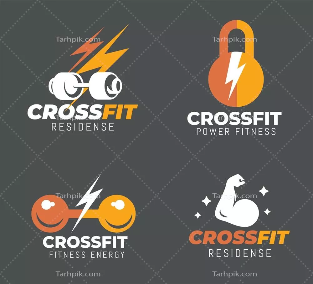 مجموعه لوگوهای کراس فیت به سبک وکتور مسطح و مدرن
