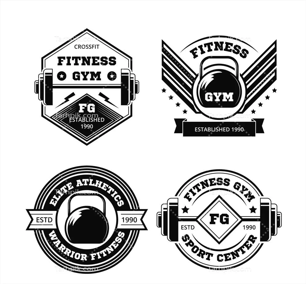 وکتور عکس لوگوی انگیزشی کراسفیت با طراحی تخت و مدرن به صورت مجموعه