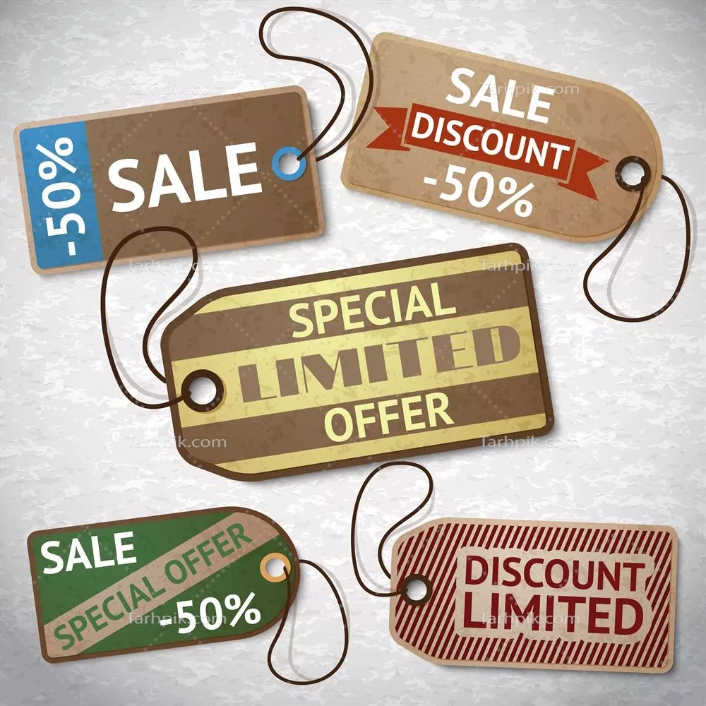 برچسب های تخفیف فروش کارتن - کالکشن و وکتورهای طراحی زیبا