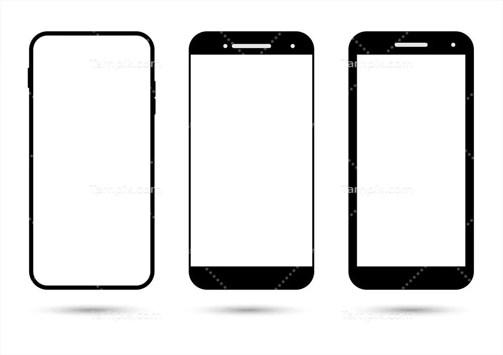 وکتور مجموعه آیکون فلش برای گوشی هوشمند با صفحه نمایش سفید خالی - طرح تلفن موبایل