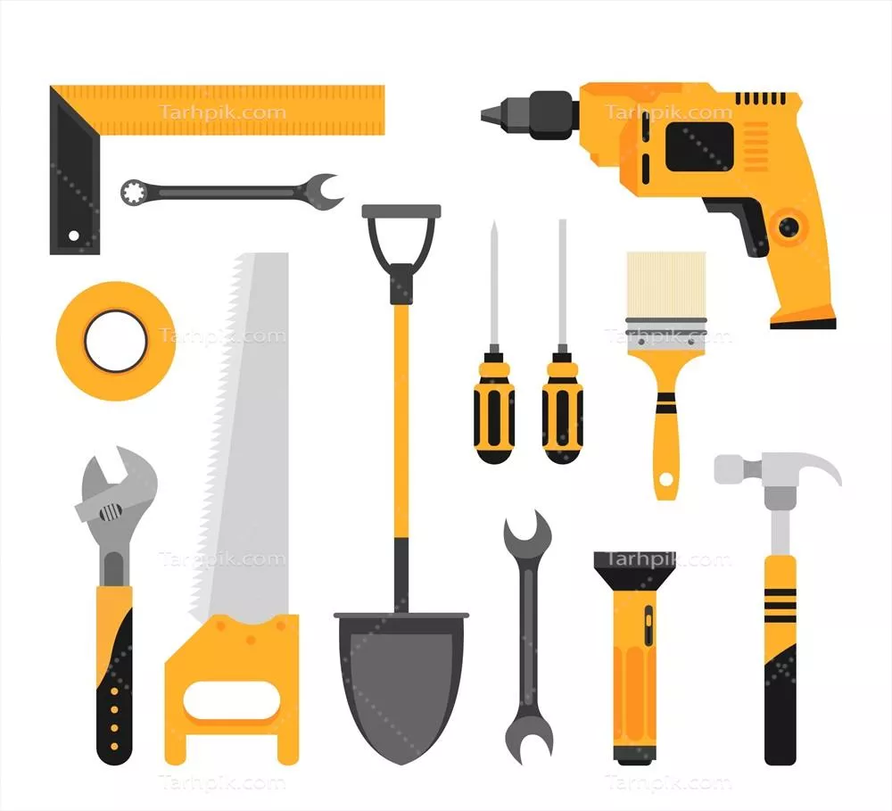 مجموعه وکتور تجهیزات ساخت و ساز مسطح برای طراحی های حرفه ای