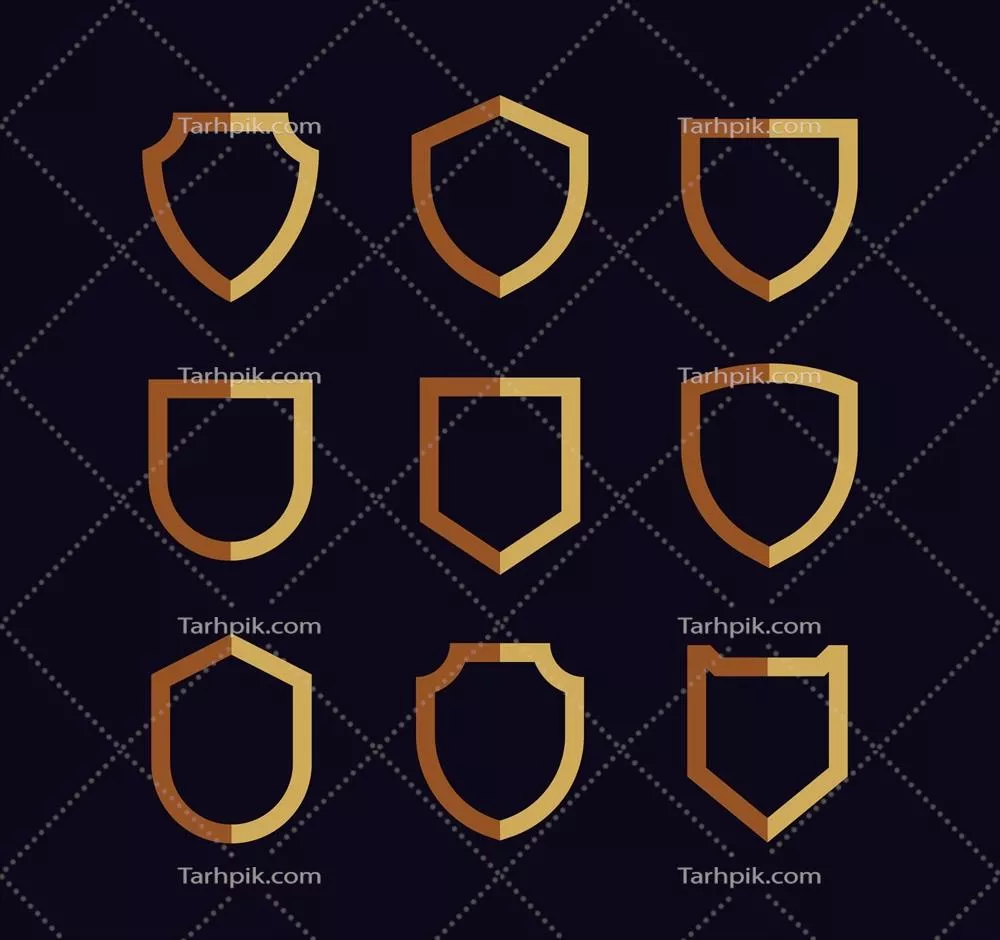 مجموعه سپرهای طلایی با طراحی تخت و وکتور