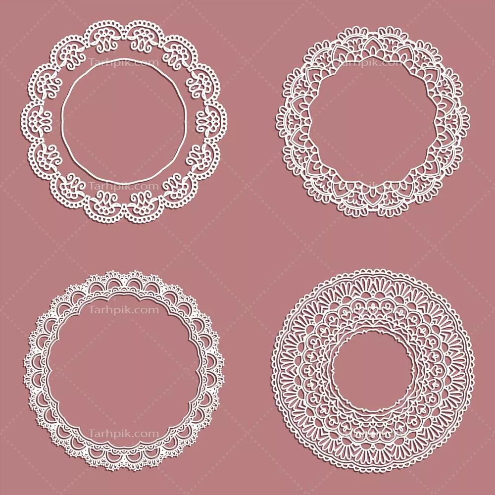 کلکسیون فریمهای دایرهای با طراحی گلدوزی شده برای استفادههای وکتوری