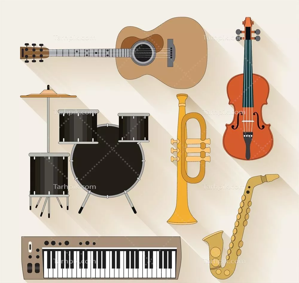 مجموعه وکتور سازهای موسیقی با طراحی منحصر به فرد و زیبا