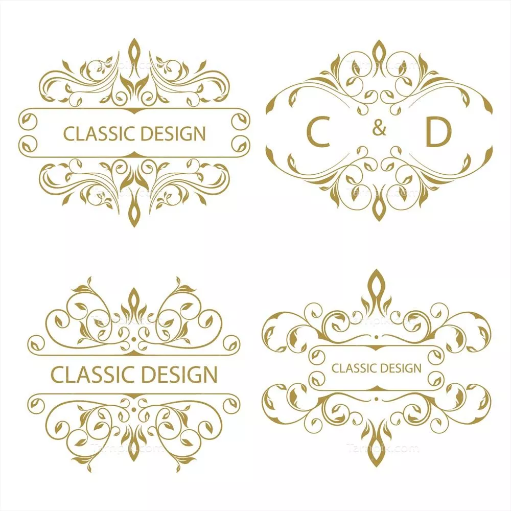 وکتور مجموعه ای از زیورآلات گلدار زیبا و هنرمندانه برای دکوراسیون