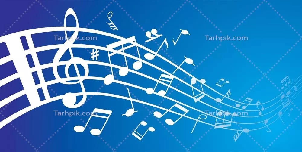 وکتور مجموعه‌ای از نت‌های موسیقی بر روی خطوط فولادی