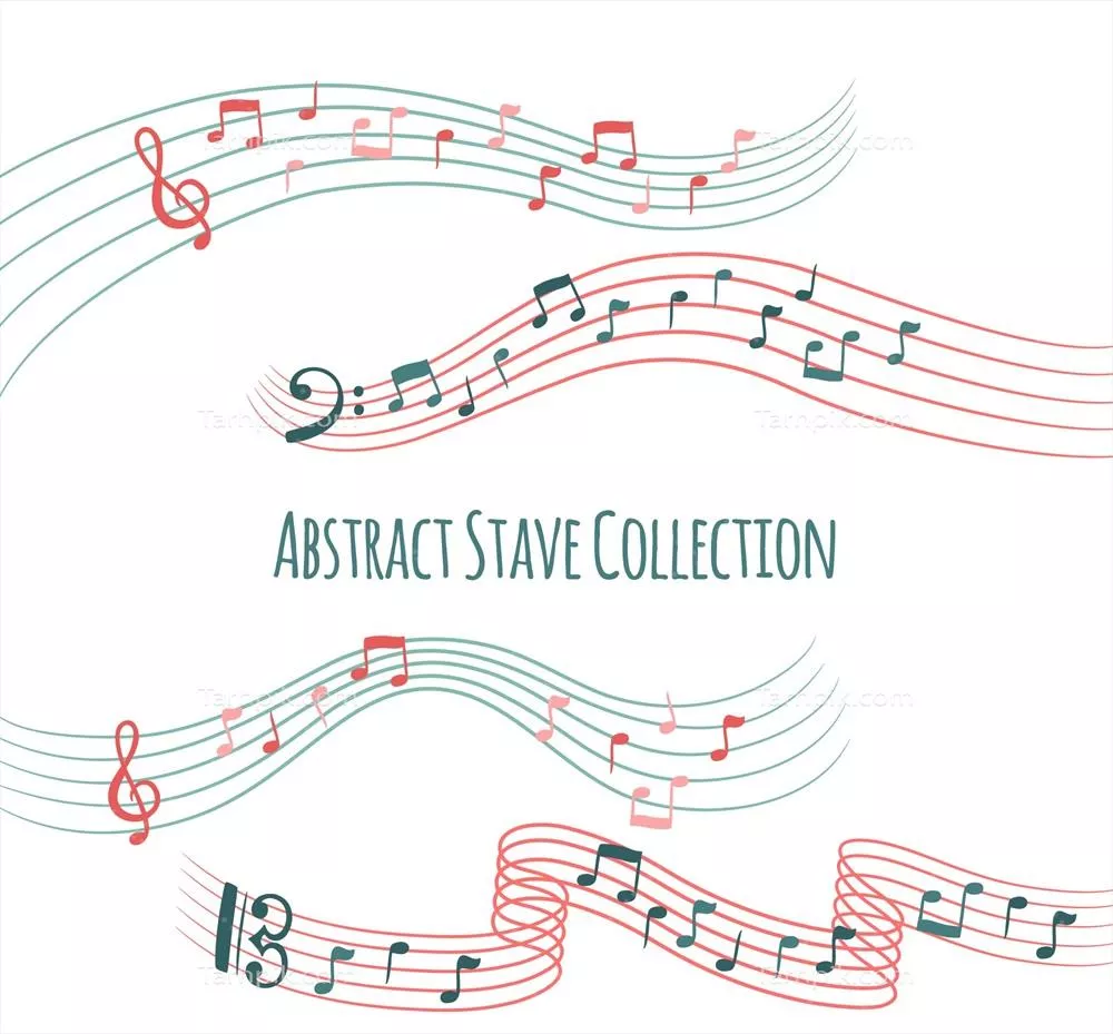 مجموعه پنجمثل با نت‌های موسیقی به صورت وکتور