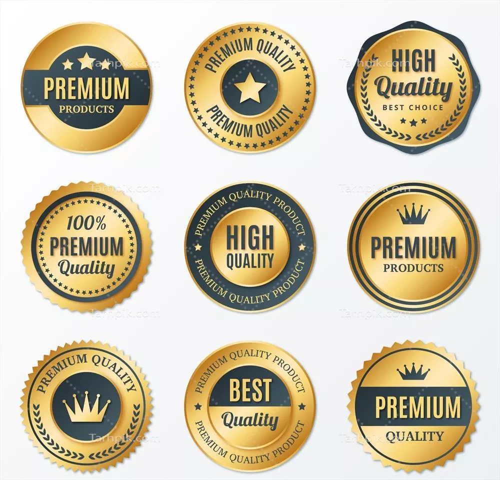 مجموعه برچسبهای گرد طلایی پریمیوم باکتری وکتور