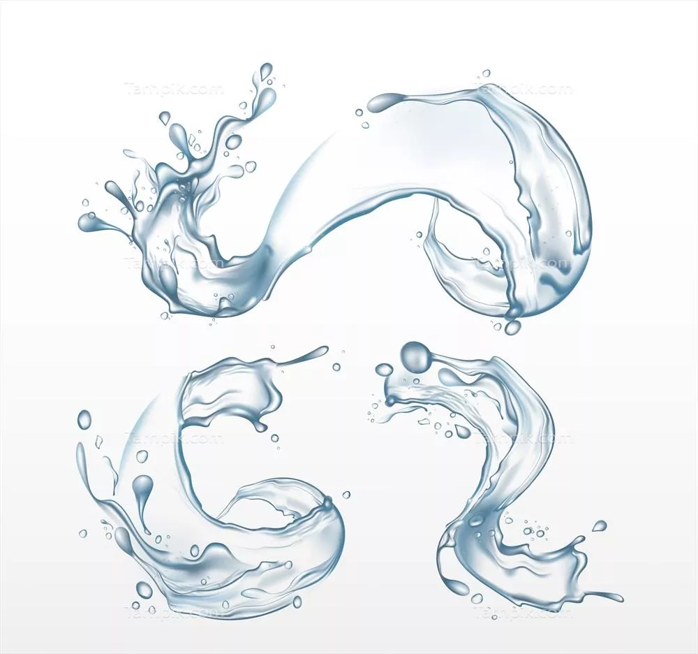 مجموعه وکتورهای واقعگرایانه از پاششهای آب با کیفیت بالا