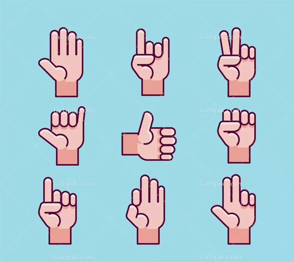 مجموعه ای از نمادهای زبان اشاره به فرمت برداری وکتور