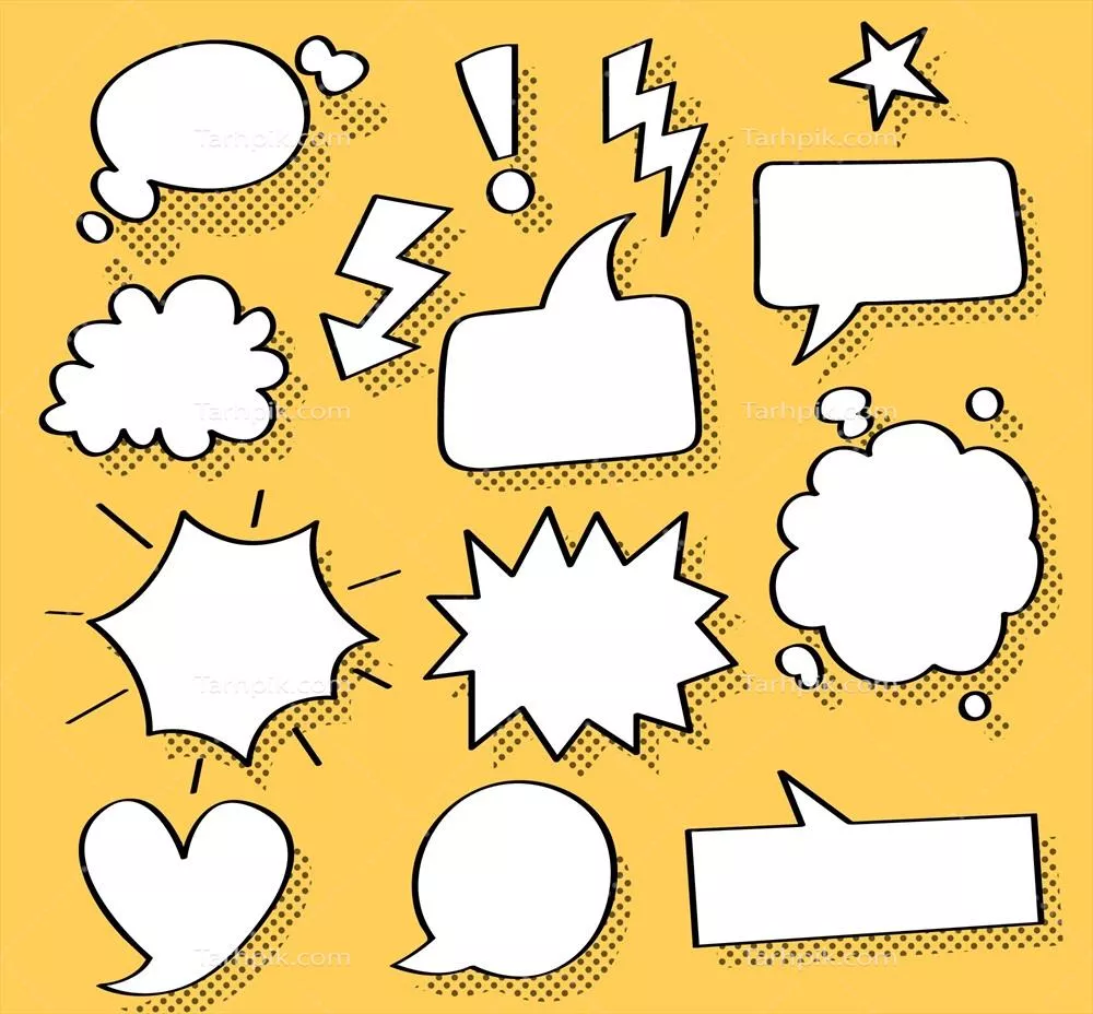کلکسیون حبابهای گفتوگو برای کمیکها و هنر وکتور