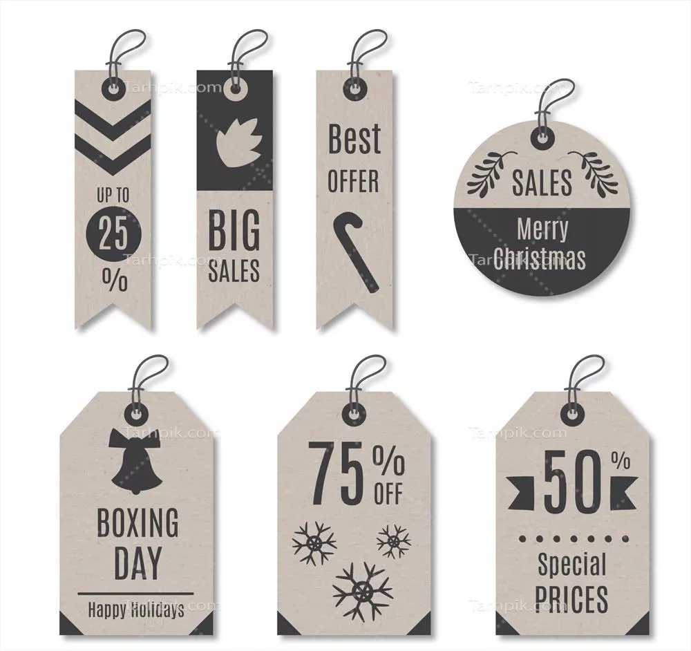 تخفیفهای روز جعبهبندی: برچسبهای وکتور کریسمس قدیمی و جذاب