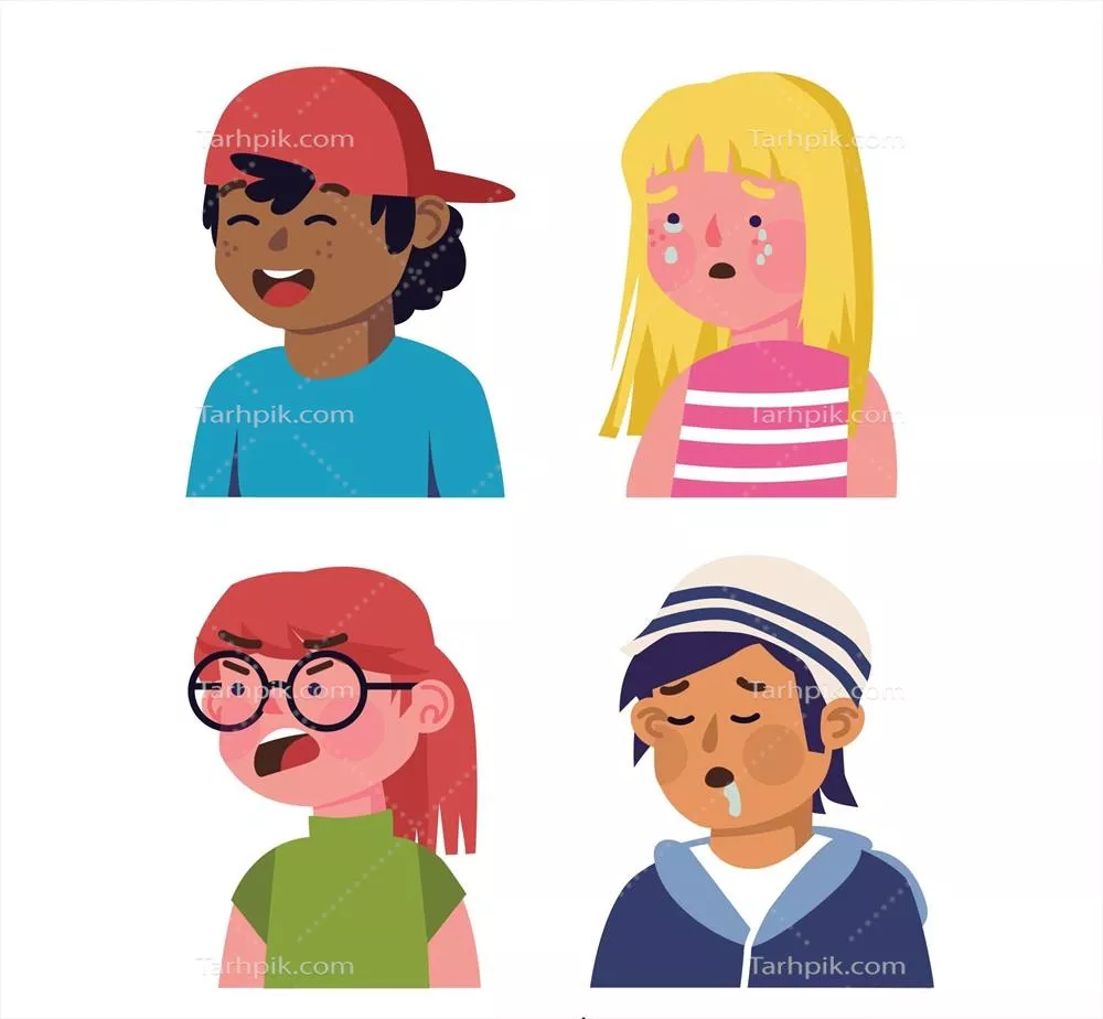 مجموعهای از احساسات جوانان به صورت وکتور برای طراحی خلاقانه