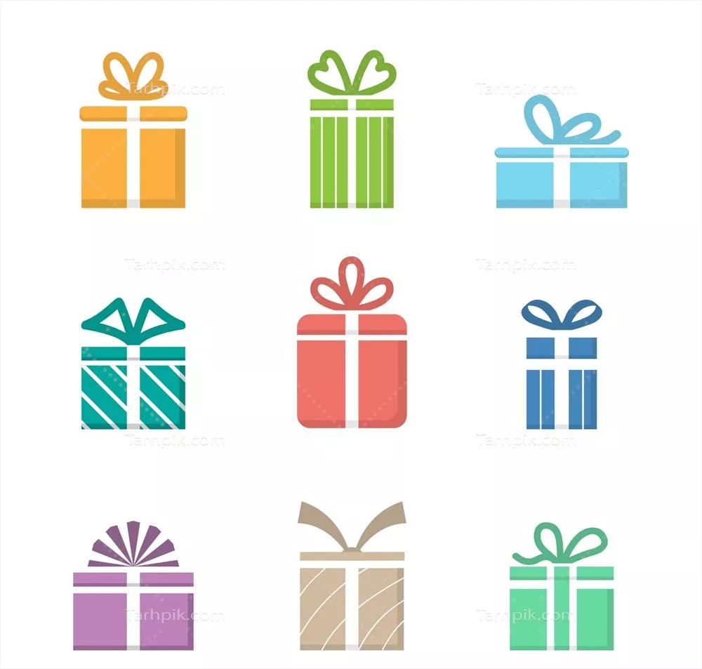 آیکون های هدیه رنگی و وکتور برای طراحی و گرافیک