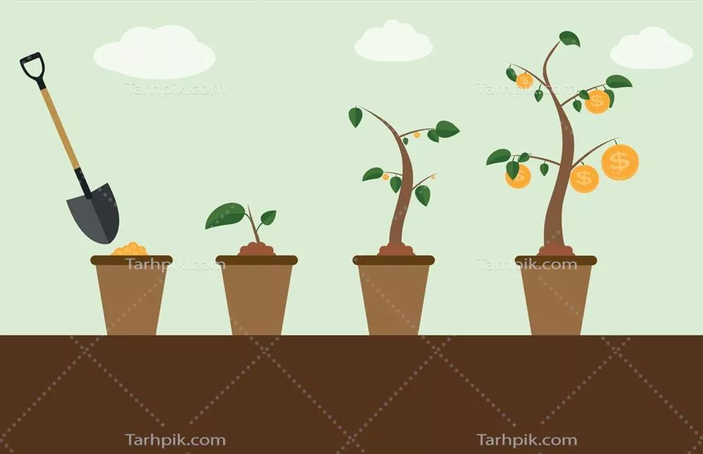 وکتور درخت پول رنگی: وابستگی به رشد مالی و تأثیرات آن