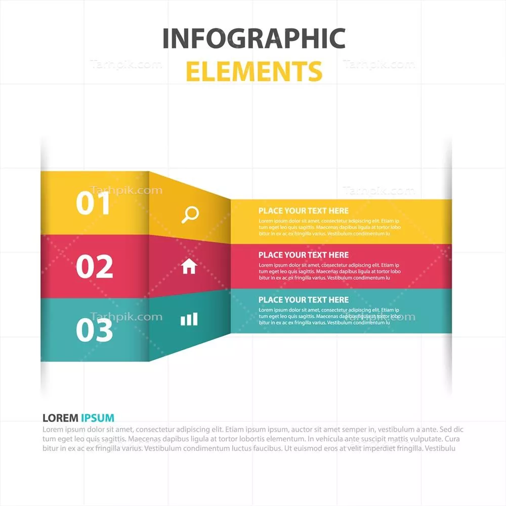 وکتور الگوی اینفوگرافیک سه بعدی رنگارنگ برای طراحی بصری و تبلیغاتی