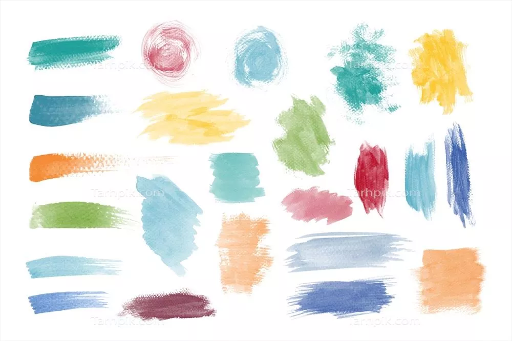 مجموعه وکتوری طراحی با ضربه‌ی رنگارنگ قلم‌موی نقاشی