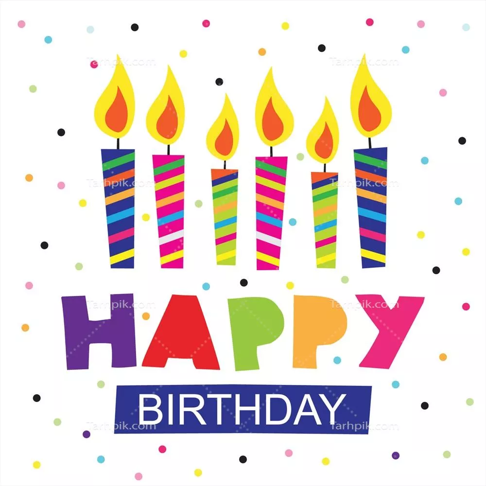 وکتور شمع های رنگی و دایره با متن تولدت مبارک به شکل زیبا