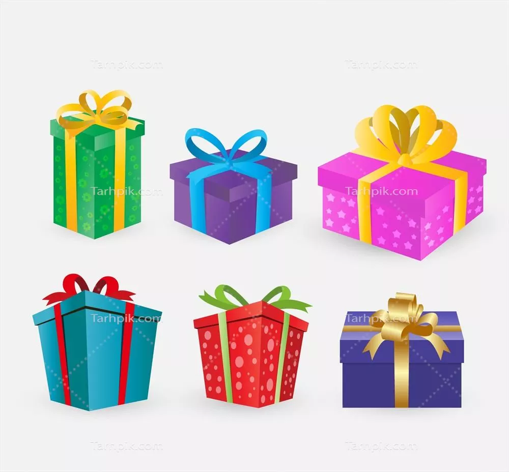 وکتور مجموعه هدایا رنگارنگ کریسمس با طراحی صاف و جذاب