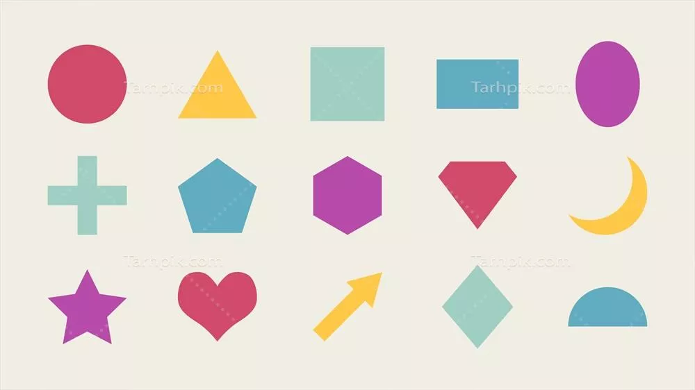 مجموعه اشکال هندسی رنگارنگ و مسطح و وکتور برای طراحی گرافیکی