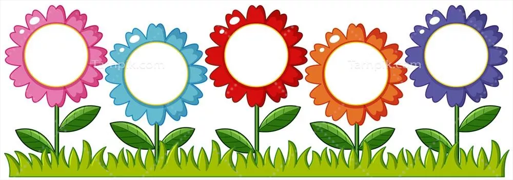 وکتور تصویر گلهای رنگارنگ در باغ با جزئیات زیبا و جذاب