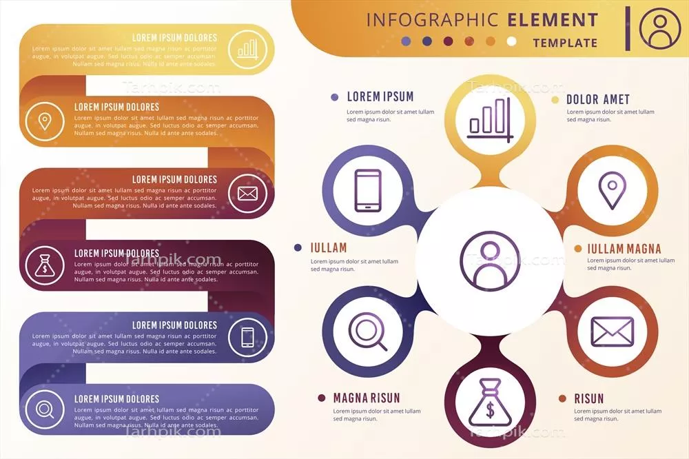 اینفلوگرافیک رنگارنگ با گرادیانت‌های جذاب و طراحی وکتور