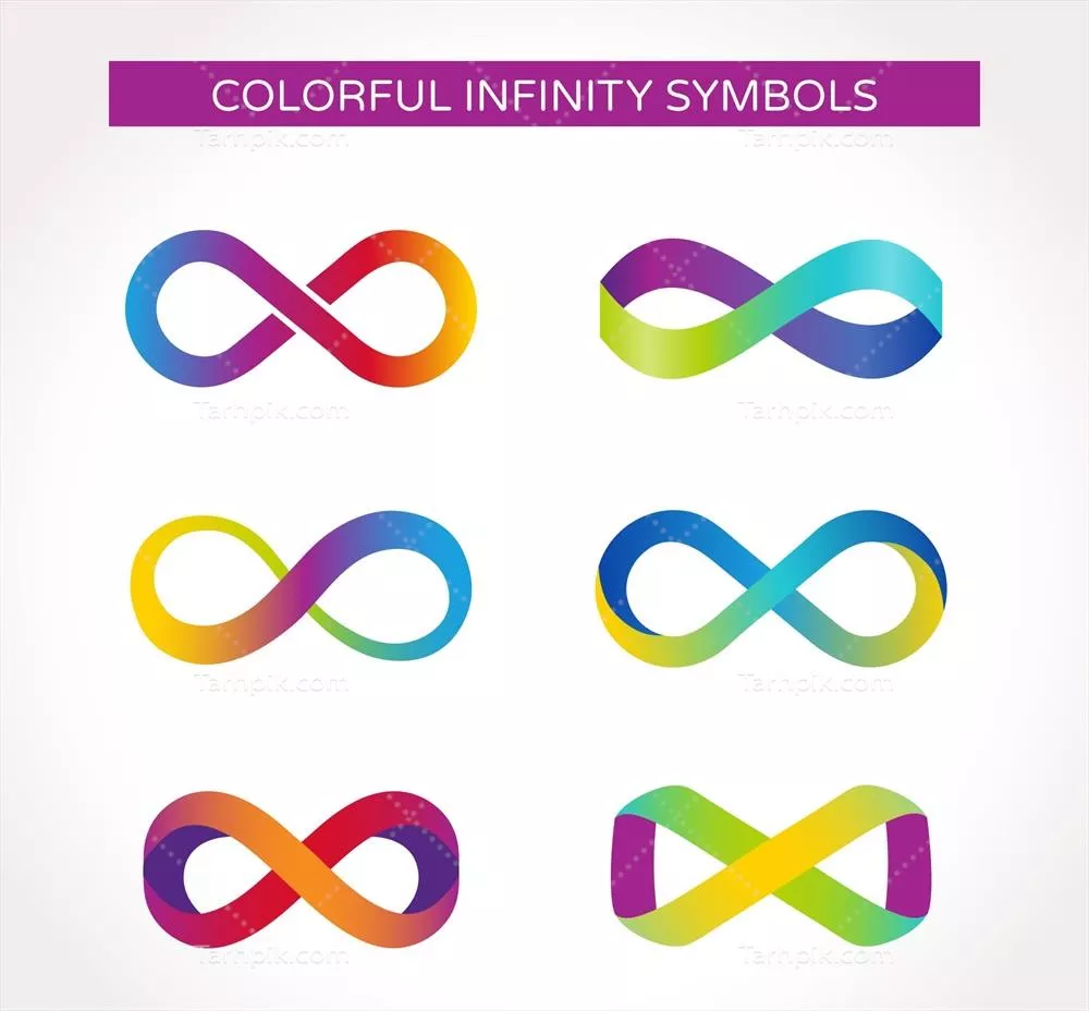مجموعه نماد بینهایت رنگارنگ با طراحی مسطح و وکتورهای جذاب