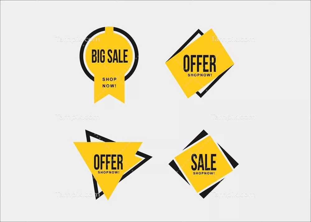 وکتور رشتههای تبلیغاتی رنگارنگ و مینیمالیستی زرد برای اهداف تبلیغاتی و ارائه