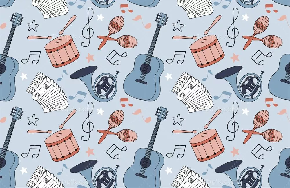 وکتور طرحی رنگارنگ و بی‌نقص از ابزار موسیقی به سبک فلت