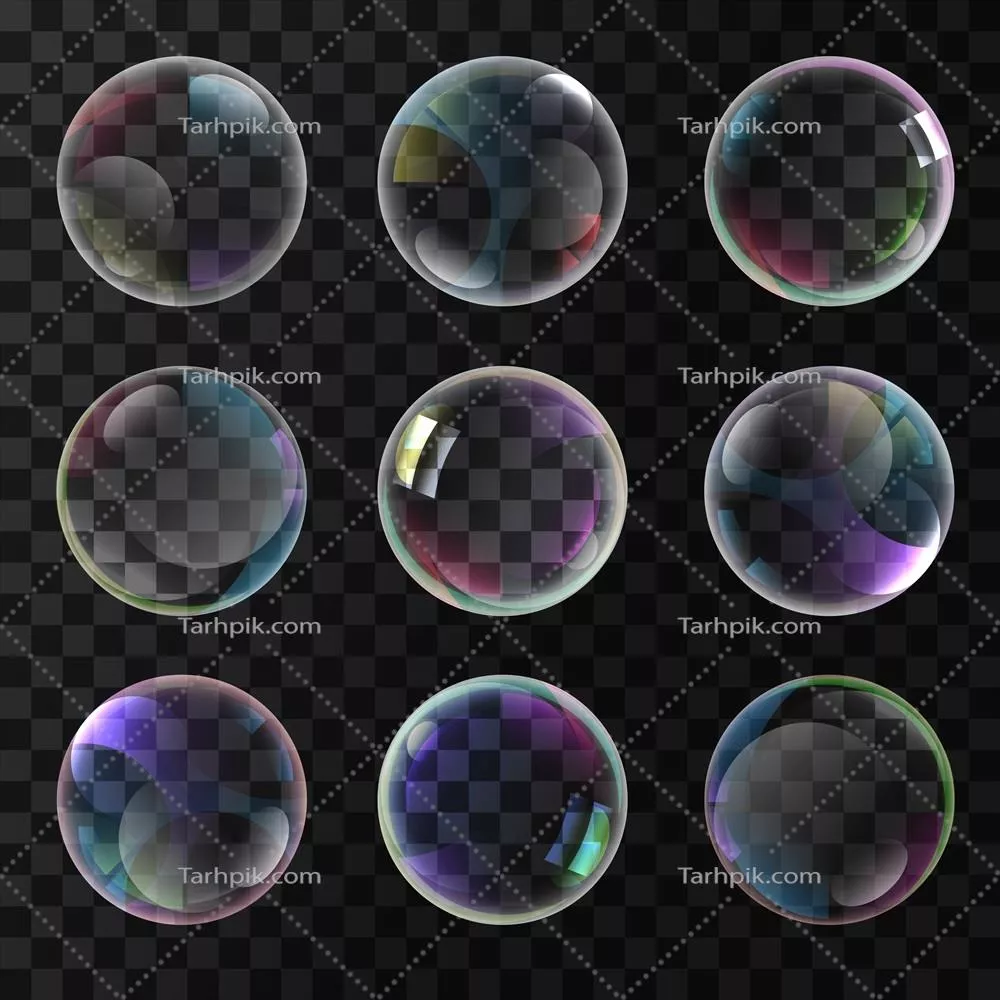تصویری وکتور از حبابهای صابونی رنگارنگ و جذاب