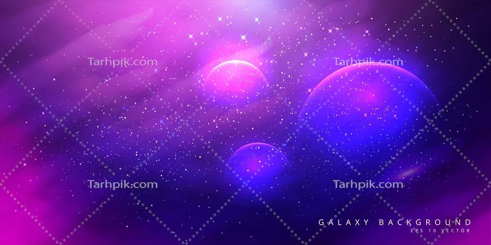 وکتور زمینه کهکشان رنگارنگ با ستارههای درخشان، غبار ستارهای و نبیولا