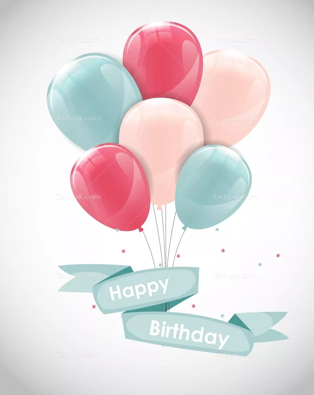 وکتور تصویر پسزمینه بنر تولد با بادکنکهای رنگی و براق برای روز تولد شاد