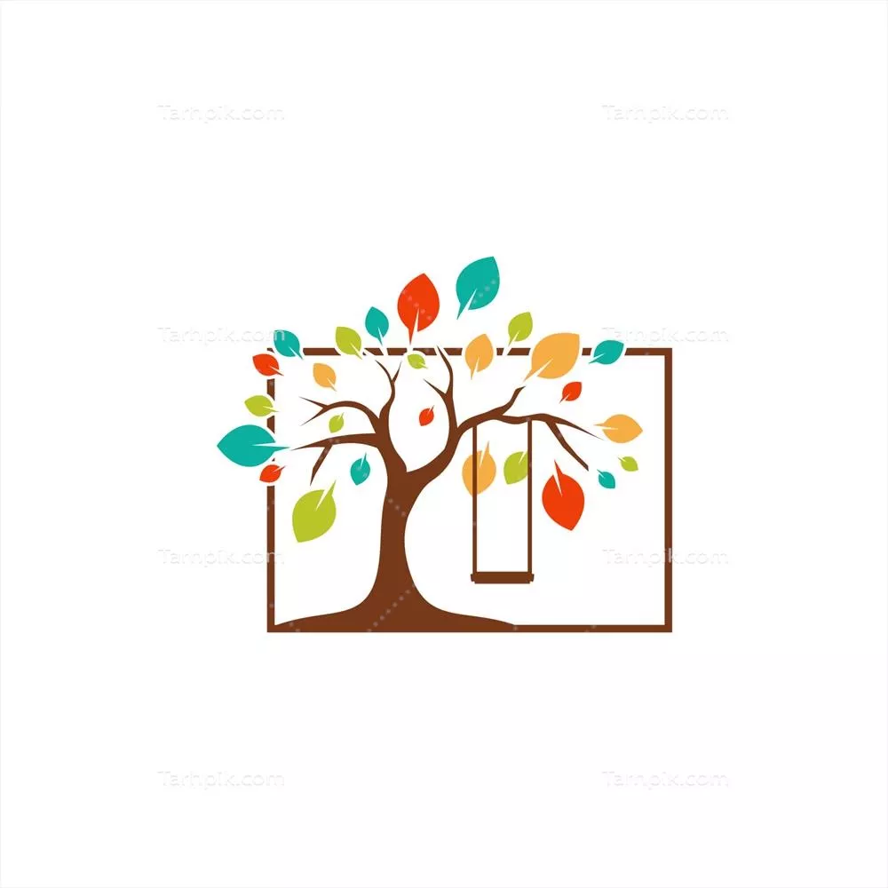 وکتور الگوی طراحی لوگوی درخت رنگارنگ لوکس با جزئیات منحصر به فرد