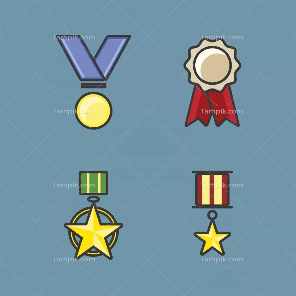 مجموعه وکتور مدالهای رنگارنگ برای طراحیهای گرافیکی