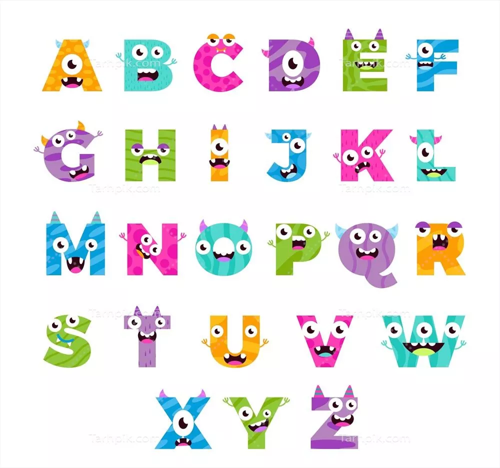 وکتور حروف الفبای هیولایی رنگارنگ برای جشن هالووین