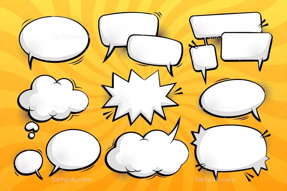 مجموعه وکتوری حباب های گفت و گو در کمیک برای طراحی گرافیکی
