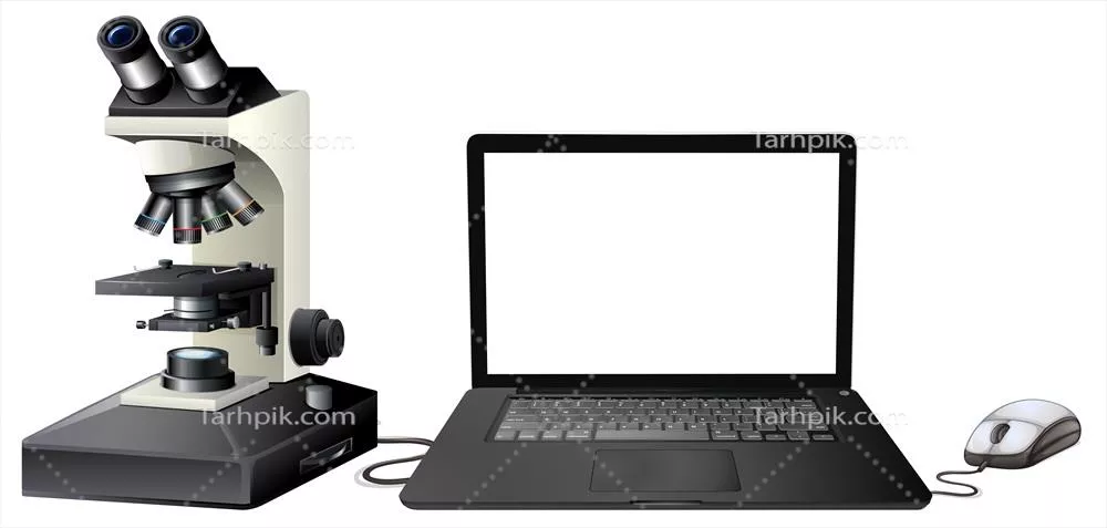 وکتور تصویر میکروسکوپ دیجیتال رایانه ای بر روی پس زمینه سفید