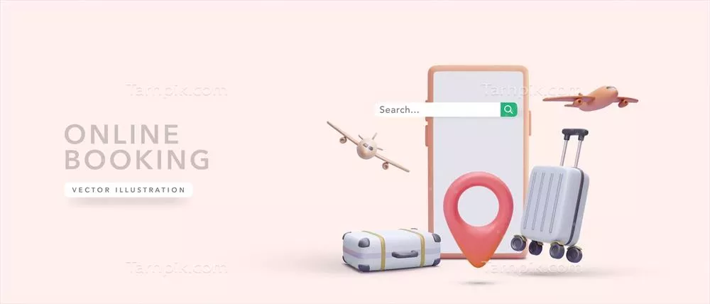 پستر مفهومی خدمات رزرو آنلاین با استایل واقعگرایانه و طراحی وکتور