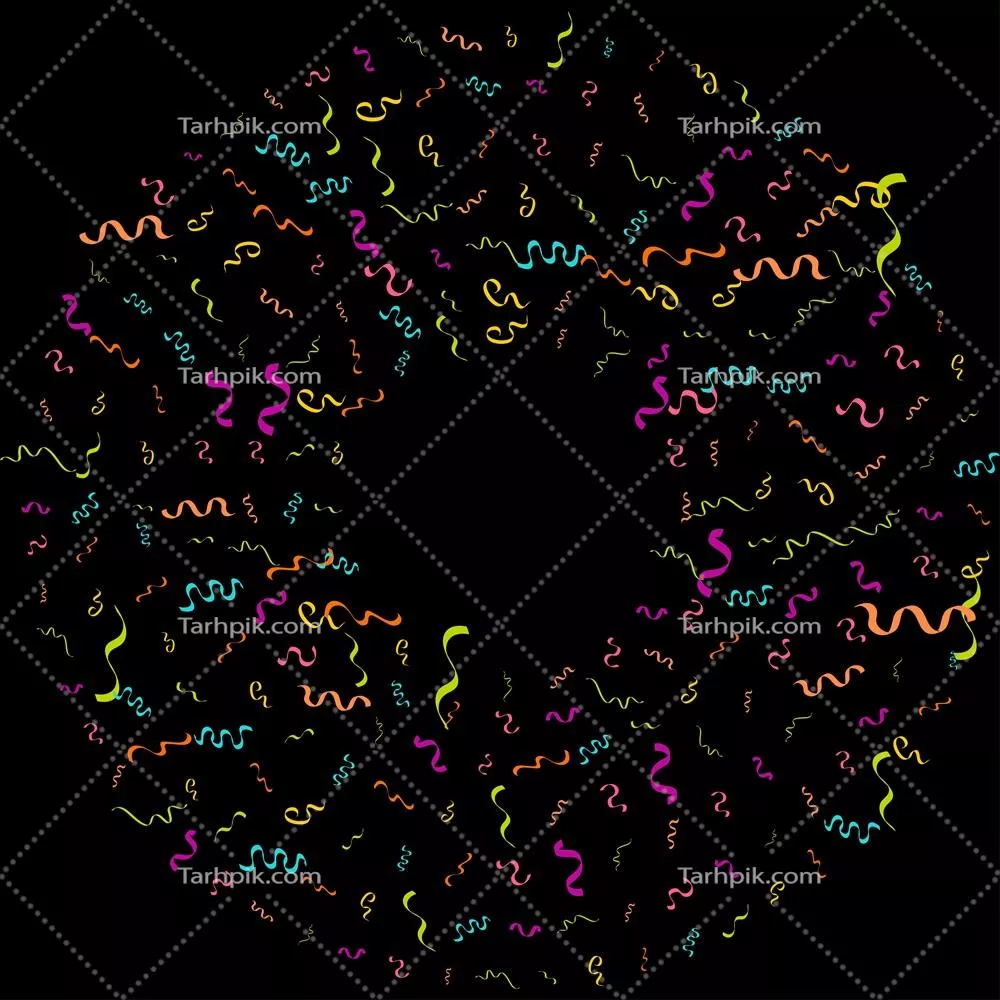 طراحی الگوی مفهوم کنفتی برای تعطیلات و روزهای شاد با زمینه سیاه و تصویرسازی وکتور