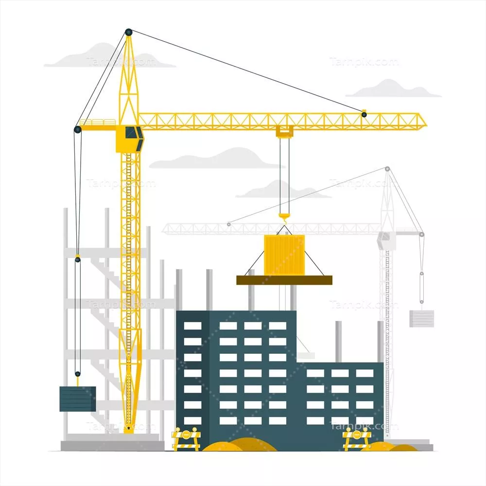 تصویر مفهومی از جرثقیل ساختمانی به صورت وکتور