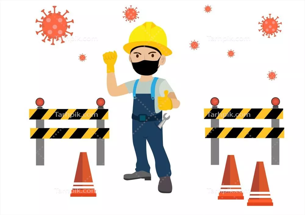 وکتور اقدامات کارگران ساختمان برای جلوگیری از گسترش آلودگیها و بیماریها