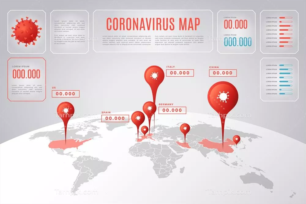نقشهی اطلاعاتی و وکتور کروناویروس در کشورهای مختلف