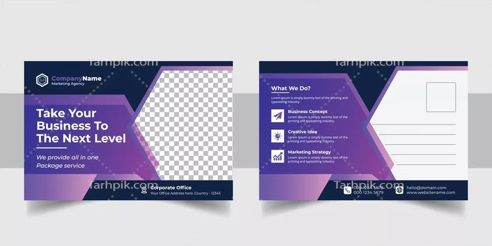 وکتور مجموعه طراحی قالب کارت پستال شرکتی و تجاری به رنگ آبی