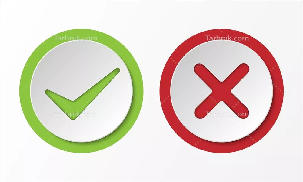 تصویر وکتور 3D از علامت‌های تیک و نادرست: نمادهای چک و عدم تایید