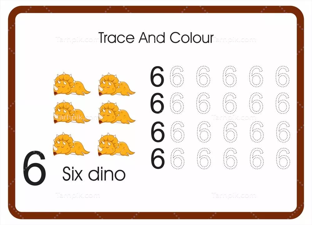 وکتور شمارش، ردیابی و رنگآمیزی دایناسور نارنجی شماره 6